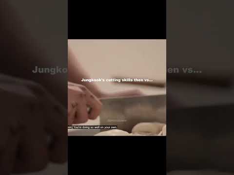 jungkook's cutting skills then vs cutting skills now 😯 #jungkook #jk #shorts