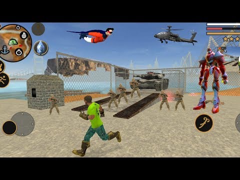 Vegas Crime Simulator (Vegas Her on Army Base) Orange Robot Fight in Rope Hero - Android Gameplay HD