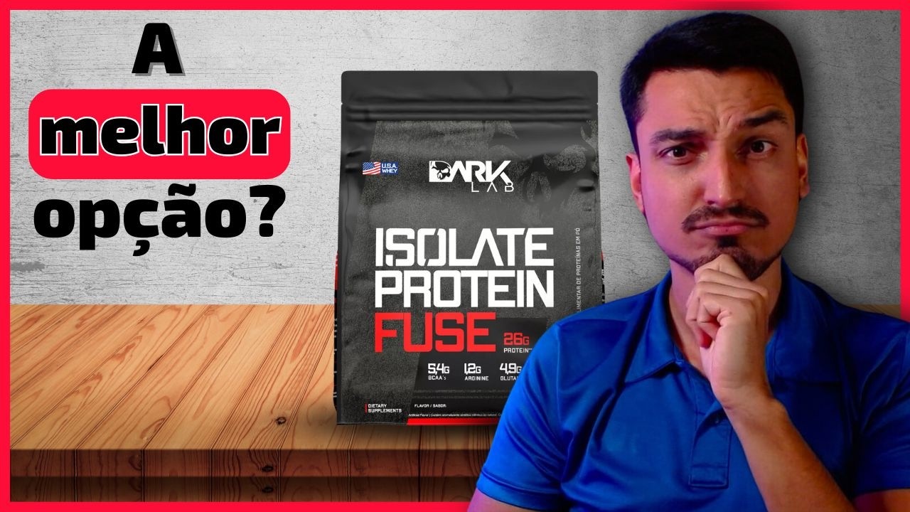 Miniatura da avaliação em vídeo de Whey Isolate Protein Fuse Dark Lab 900g - Sabor Creme de Avelã Bege