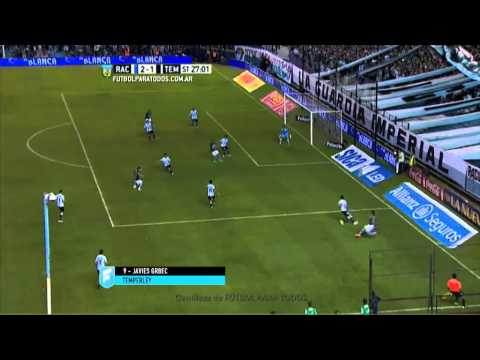 Gol de Grbec. Racing 2 - Temperley 1. Fecha 3. Primera División 2015. FPT.