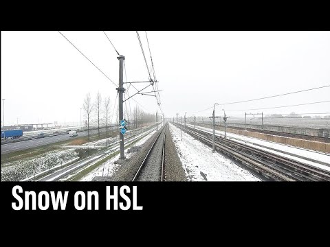 Train Cab Ride NL / Snow HSL / Breda - Amsterdam / TRAXX Intercity / Jan 2019