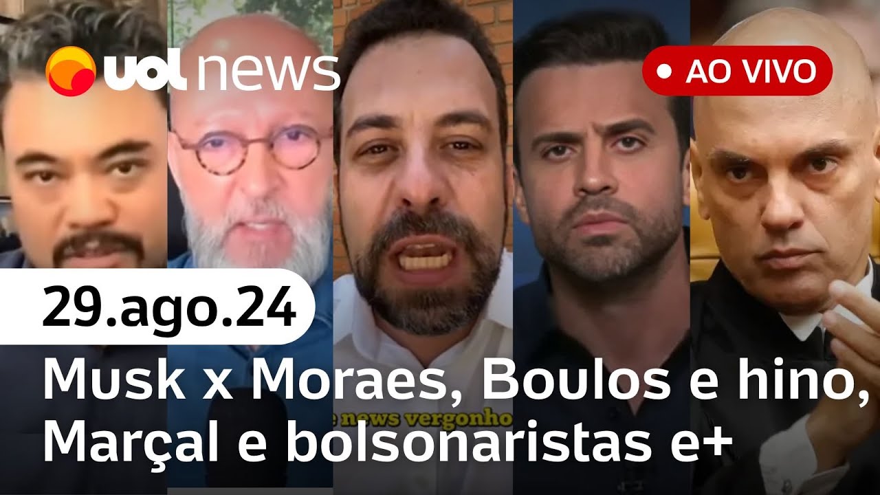 Musk x Moraes, Boulos e hino em linguagem neutra, fake news de Pablo Marçal e+ ao vivo | UOL News