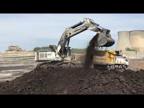 Liebherr 984 Excavator Loading Coal On Trucks - Sotiriadis Ate