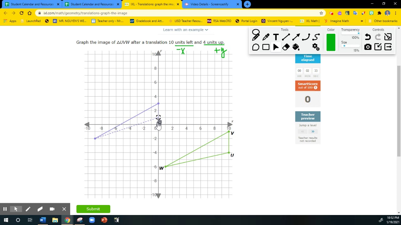 Translation: graphing the image