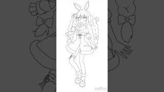 ポケモン風に兎田ぺこら描いてみた！ #イラストメイキング #イラスト #アイビスペイント #兎田ぺこら
