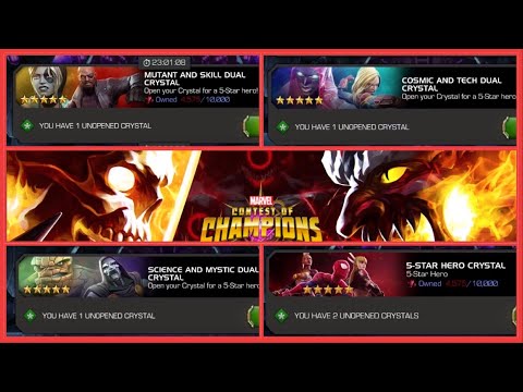 5 x 5 Star Free2play Crystal Opening, My First Duel Crystals | Marvels Contest of Champions