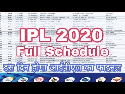 IPL 2020 Matches Full Schedule | IPL kab Shuru Ho Raha Hai |