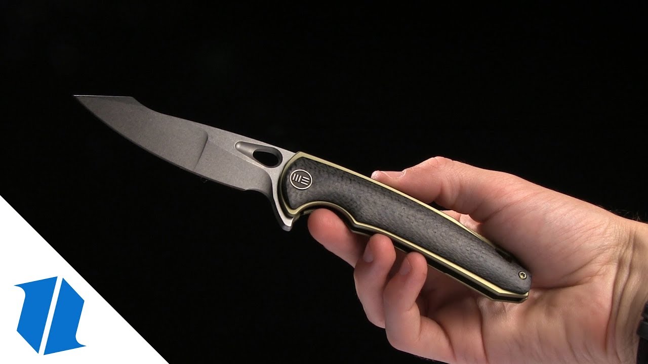 WE Knife Co. Yucha Liner Lock Flipper Knife CF/Gold Ti (3.9" Stonewash) 810C