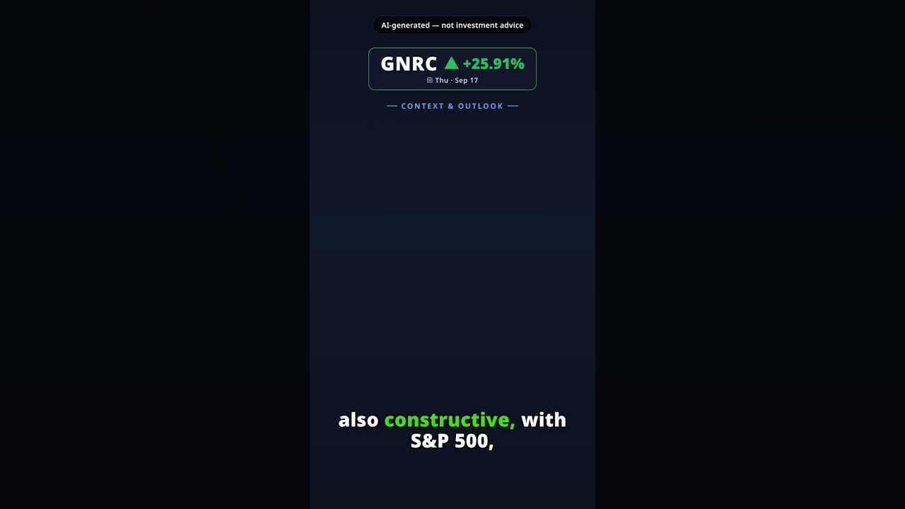 Why Is Generac Stock Skyrocketing Today? GNRC +25.91% (Sep 17)