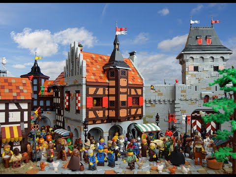 The grand market square of Rindael (A LEGO castle MOC)
