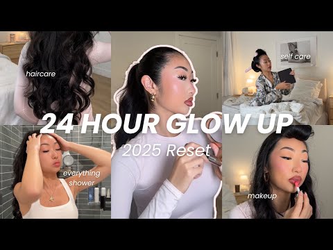 how to GLOW UP in 2025 *24 hours* (makeup, skincare, haircare + more!)