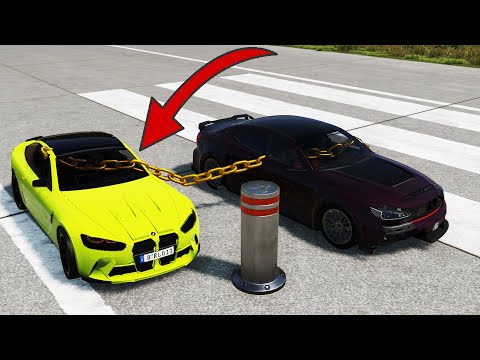 Chained Cars vs. Bollards 💥 (HEAVY Accidents) 🤯