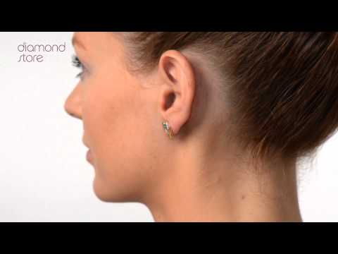 B3251 - Emerald And 0.02CT Diamond Earrings 9K Yellow Gold