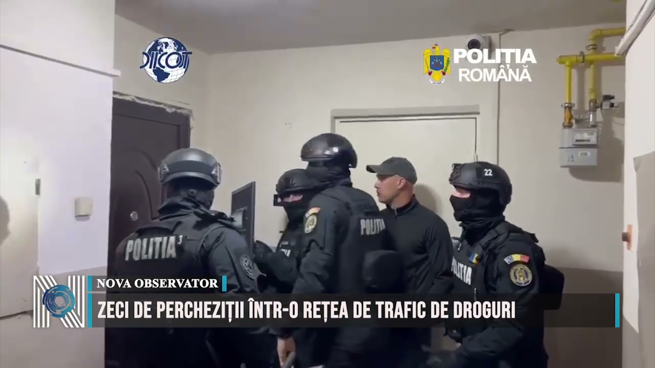 Zeci de percheziții într-o rețea de trafic de droguri