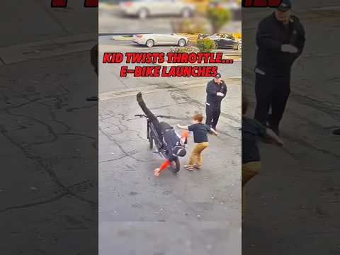 Kid Twists Throttle… E-Bike LAUNCHES | @rides4funn #ebike #crash #funny