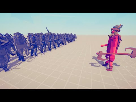 ULLR GOD vs 100x RIOT POLICE - Totally Accurate Battle Simulator TABS