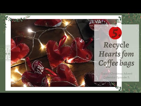 recycle hearts ornamet from coffee bags tutorial