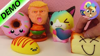 BAHAN ANTI TEKANAN TERUNGGUL: SQUISHY + SQUEEZE TOYS! Donald Trump, Donut, Kek pemakan slime