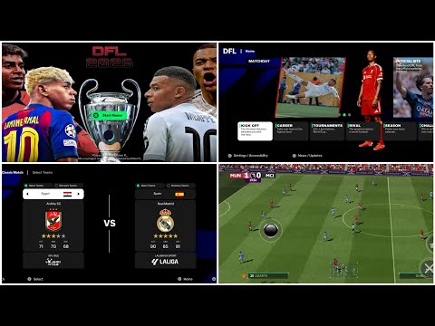 DFL 26 match collage showing career screens and match play