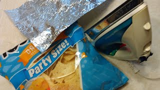 Reseal a potato chip bag with foil and an iron? Does it work?