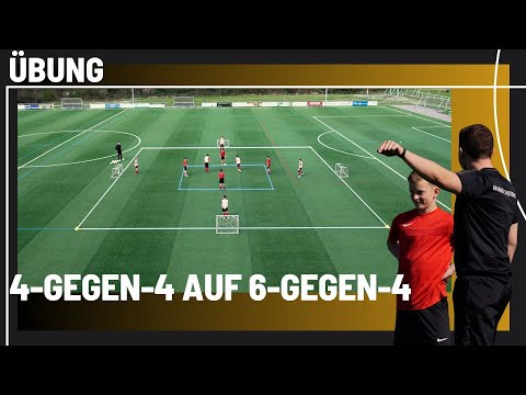 Gegenpressing & Umschalten trainieren | 4-gegen-2 auf 6-gegen-4 | Fußballtraining C-, B-, A-Jugend