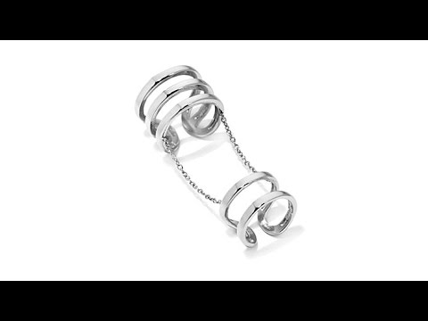 Stately Steel Stainless Steel Midi Ring with Chain