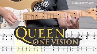 One Vision  - Queen - GUITAR Tutorial TABS  | Guitarraviva