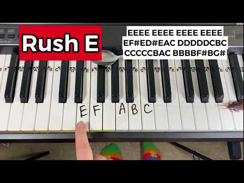 EASY Rush E Piano Tutorial With Letters 😳😳😳