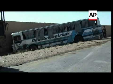 Police say bomber targeting NATO convoy hits bus; kills child, injures 28