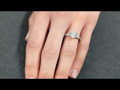 Lab Grown Diamond 14k Gold Moissanite Diamonds Dainty Round Three Stone Engagement Ring