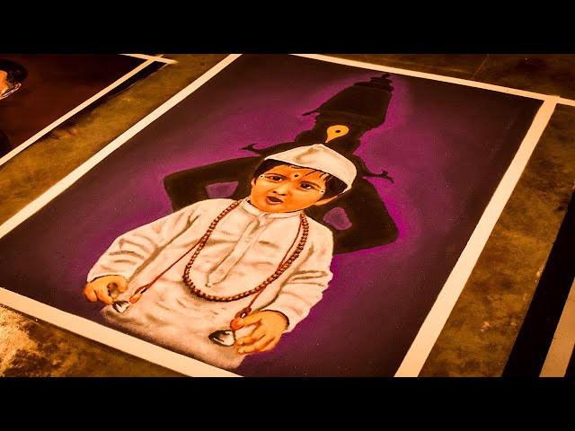 Portrait rangoli art little varkari by rohit bhoir