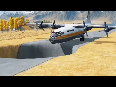🤯 Planes vs Giant Pit & Cars vs Rails — BeamNG Drive