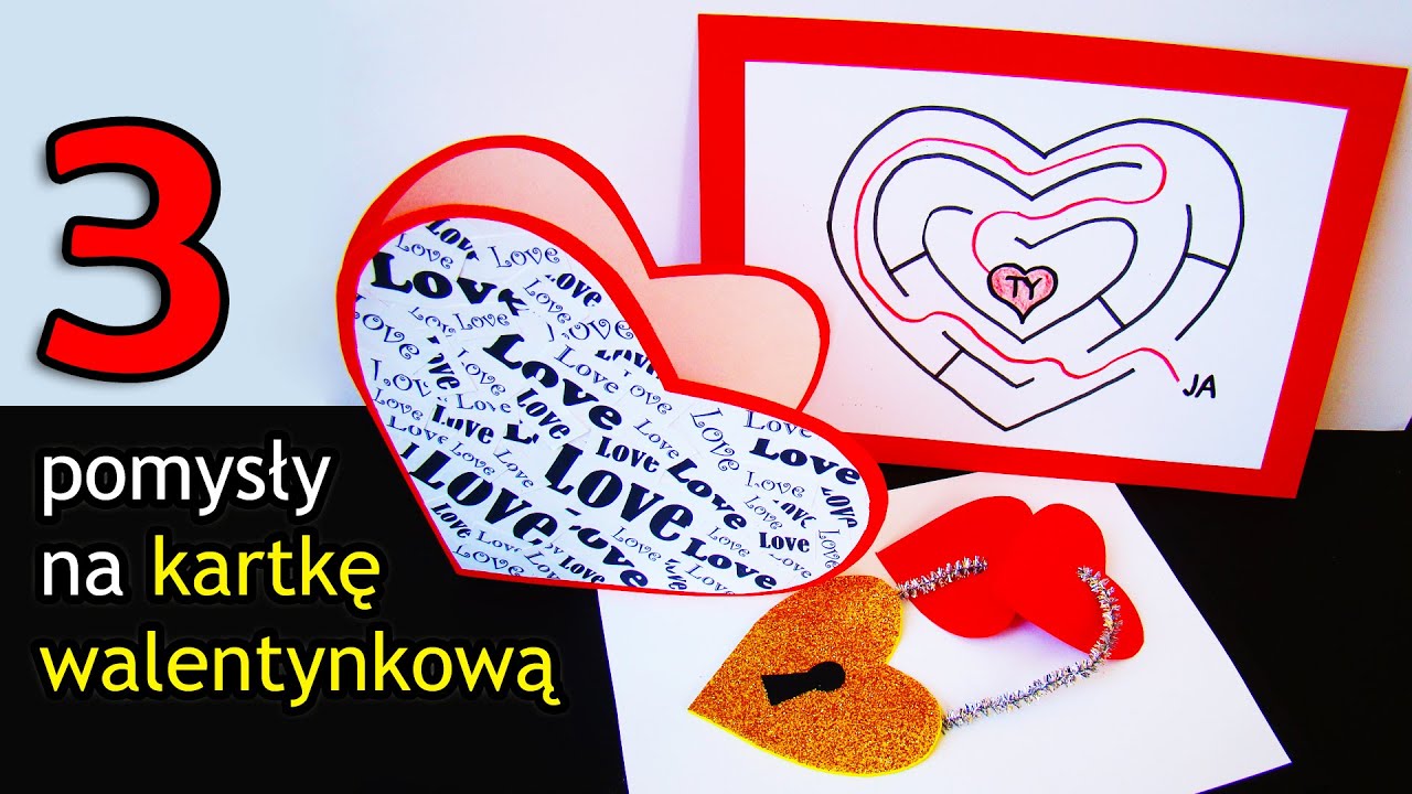 Kartka walentynkowa (walentynka) w 3 wersjach - praca plastyczna