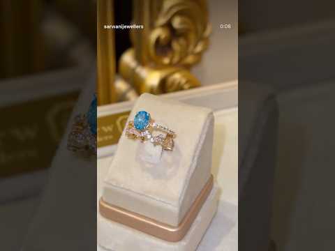 💙Elegant blue stone ring with zarkon on double band, perfect for any look #Sarwäni #jewelry #ring