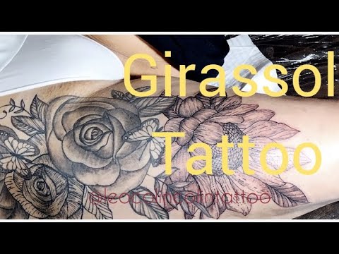 Girassol tattoo Whip shading Leo Colin tattoo tatuagem floral