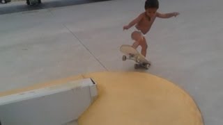 Skateboarding toddler! Amazing video of two-year-old on a skateboard