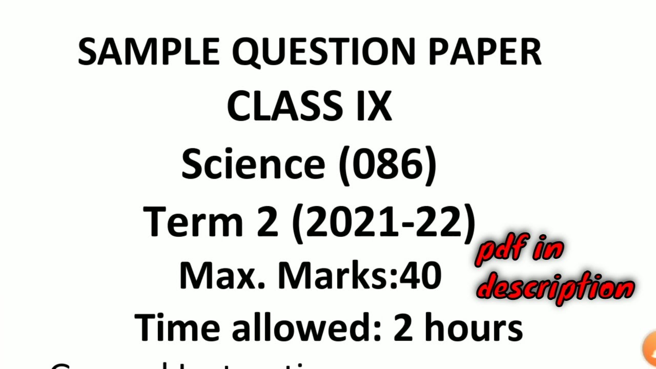 cbse sample paper class 9 term 2 science 2 pdf download
