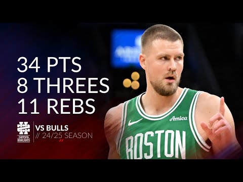 Kristaps Porzingis 34 pts 8 threes 11 rebs vs Bulls 24/25 season