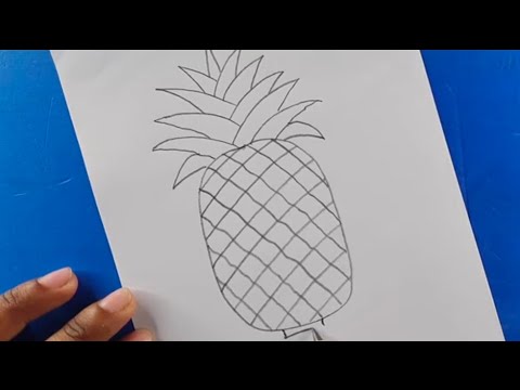 how to draw Pineapple 🍍 easy Pineapple fruit drawing @uvaisdrawing