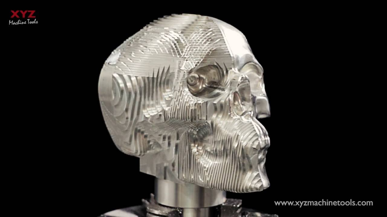 Satisfying video of CNC Machining a Skull using a 5-Axis Rotary Table.