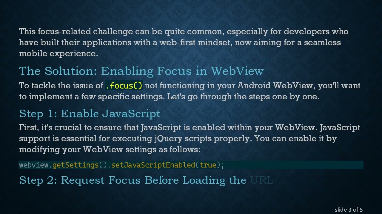 Resolving jQuery .focus() Issues in Android WebView