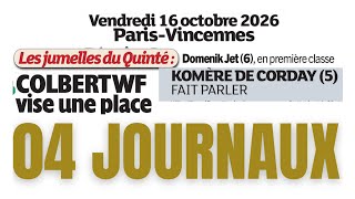 PRIX THEMIS 04 QUATRE JOURNAUX WEEKEND GAZETTE GENY COURSE PARIS TURF VENDREDI 1