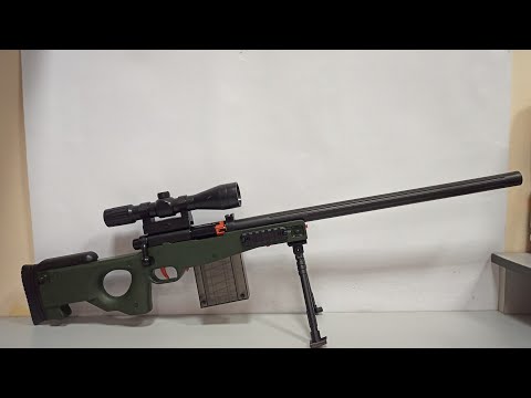 Детская игрушечная снайперская винтовка с оптическим прицелом, гильзами и мягкими пулями.