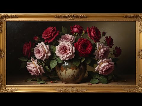 Frame TV Art with Music: Roses Romantic Valentine's Day | Vintage Oil Paintings & Relaxing Music