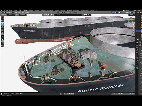 Part-1/3 .LNG Carrier 3D Modeling Process (Arctic Princess). Blender Timelapse.