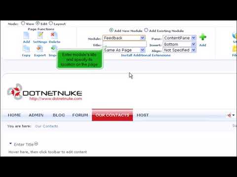 6) How to install an additional feedback module in DotNetNuke