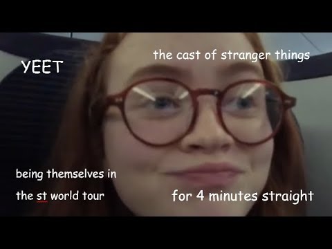 the cast of stranger things being themselves in the st world tour for 4 minutes straight