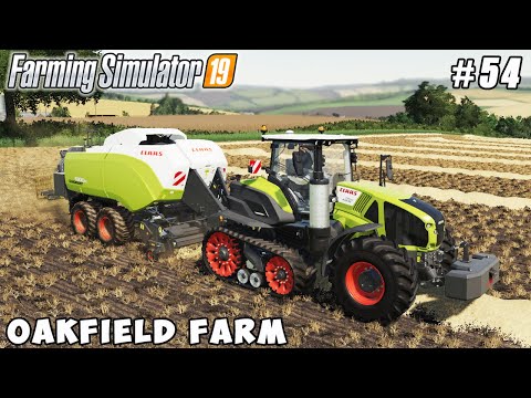 Harvesting wheat, straw baling | Farming on Oakfield Farm | Farming simulator 19 | Timelapse #54