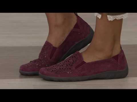Earth Origins Suede Perforated Slip-on Shoes - Rikki on QVC