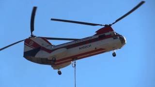 preview picture of video 'Columbia Helicopters' Kawasaki KV107-11 Landing at Gansner Field, Quincy, CA'